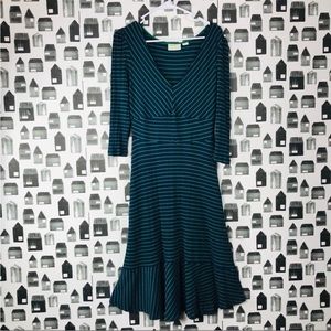 Anthropologie Mauve / Striped MIDI Dress